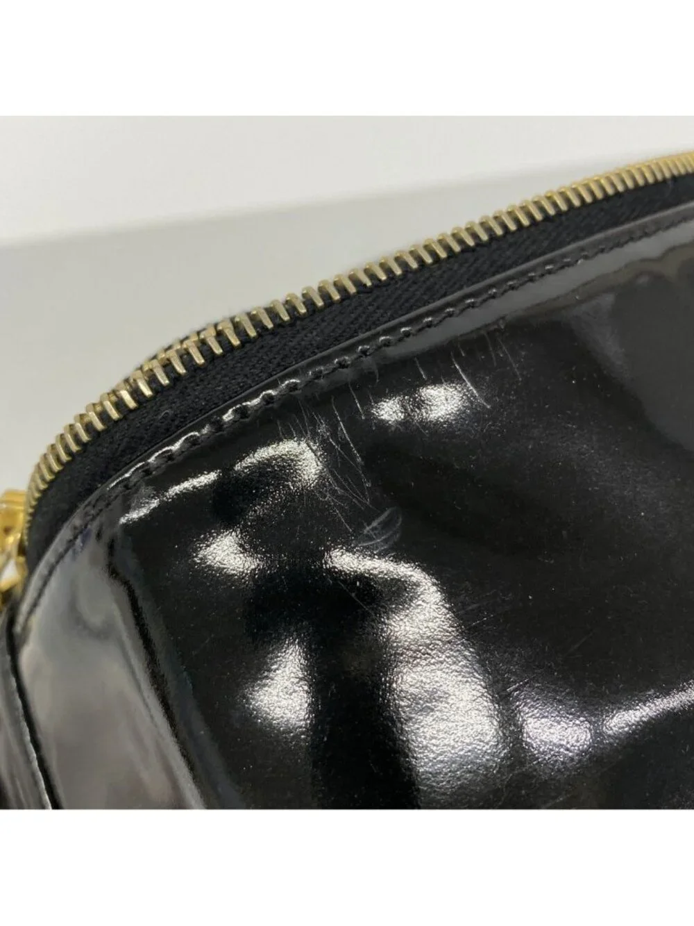 Chanel Vanity Bag Patent Leather Black Gold